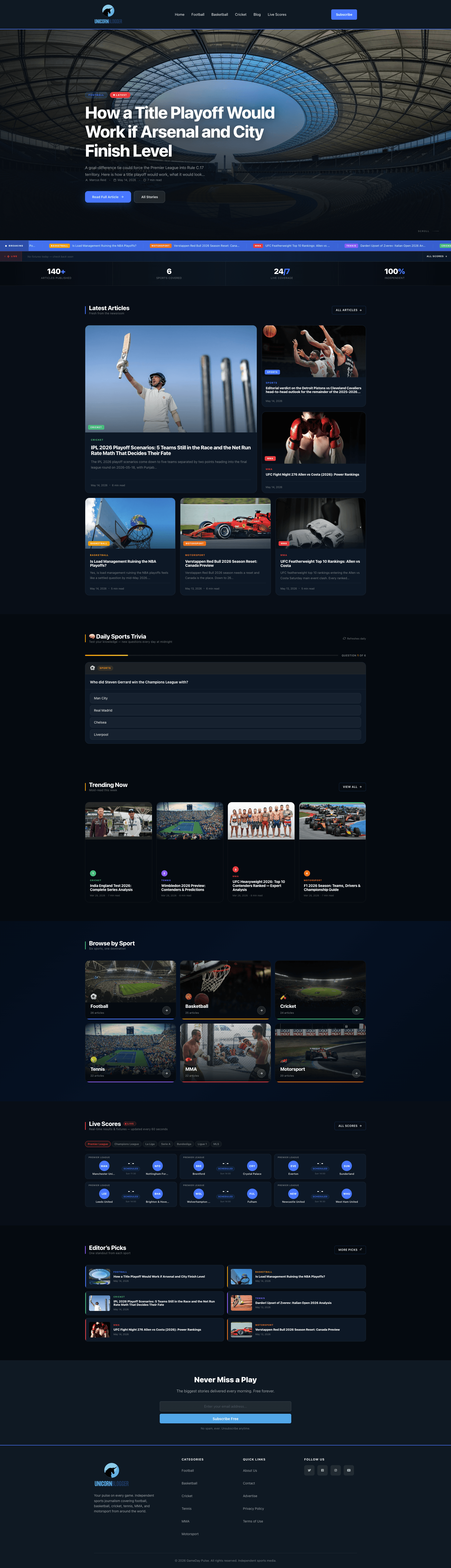 GameDay Pulse website preview